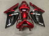 Kawasaki ZX6R Fairings (2003-2004) Black, Dark Red, White at KingsMotorcycleFairings.com