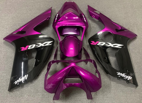 Kawasaki ZX6R Fairings (2003-2004) Pink, Black, White from KingsMotorcycleFairings.com