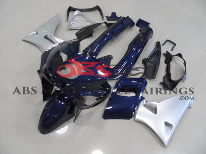 Kawasaki ZZR400 Fairing kit (1993-2007) Dark Blue, Silver at KingsMotorcycleFairings.com