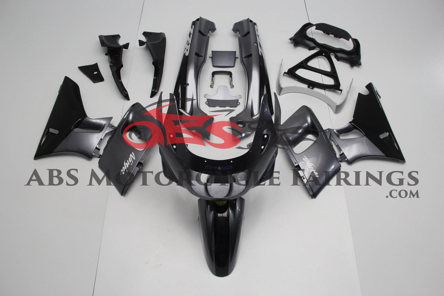 Kawasaki ZZR400 Fairings (1993-2007) Gray, Black from KingsMotorcycleFairings.com
