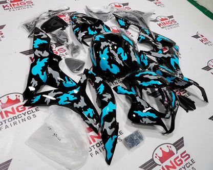 HONDA CBR600RR (2007-2008) BLACK, GRAY & LIGHT BLUE CAMOUFLAGE FAIRINGS at KingsMotorcycleFairings.com