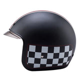 Matte Black, Red and White Checkered Retro Motorcycle Helmet is brought to you by KingsMotorcycleFairings.com