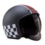 Matte Black, Red and White Checkered Retro Motorcycle Helmet is brought to you by KingsMotorcycleFairings.com