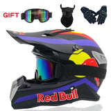 Motocross Helmet - Matte Black, Blue, Yellow & Red Bull at KingsMotorcycleFairings.com