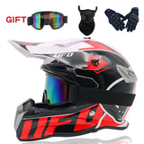 Motocross Helmet - Red, Black, White & Silver Alien UFO at KingsMotorcycleFairings.com