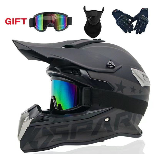 Motocross Helmet - Matte Black Stars & Stripes at KingsMotorcycleFairings.com