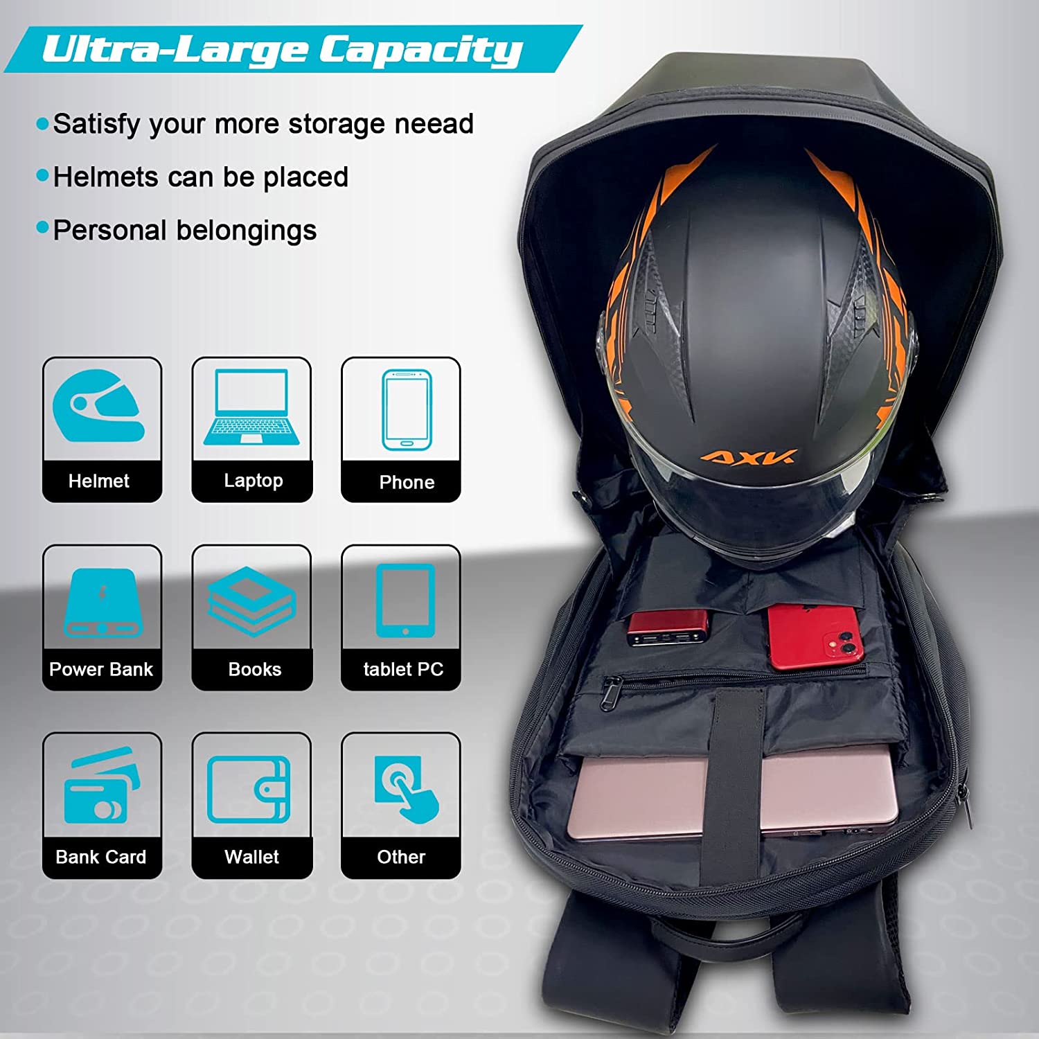 china waterproof motorcycle helmet bag manufacturer LED Motorcycle Helmet Backpack