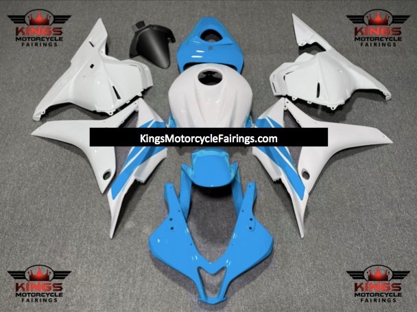 Light Blue and White Fairing Kit for a 2009, 2010, 2011 & 2012 Honda CBR600RR motorcycle