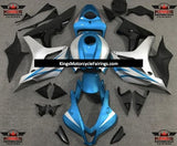 Light Blue, Silver and Black Fairing Kit for a 2007 and 2008 Honda CBR600RR motorcycle