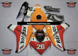 Light Orange Repsol 26 Fairing Kit for a 2008, 2009, 2010 & 2011 Honda CBR1000RR motorcycle.