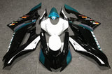 Black, White and Teal Blue Fairing Kit for a 2017, 2018, 2019 & 2020 Yamaha YZF-R6 motorcycle