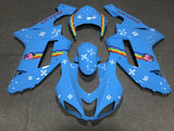 Fairing kit for a Kawasaki Ninja ZX6R 636 (2007-2008) Light Blue & Rainbow
