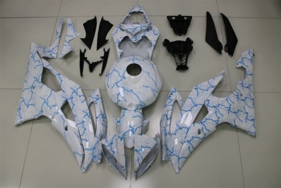 Yamaha YZF-R6 (2008-2016) White & Light Blue Lightning Fairings