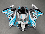 White, Light Blue and Black Fairing Kit for a 2009, 2010, 2011 & 2012 Kawasaki Ninja ZX-6R 636 motorcycle