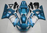 Light Blue, White and Silver Fairing Kit for a 1998, 1999, 2000, 2001 & 2002 Yamaha YZF-R6 motorcycle