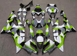 Matte White, Green, Black and Gray Camouflage Fairing Kit for a 2008, 2009, 2010, 2011, 2012, 2013, 2014, 2015 & 2016 Yamaha YZF-R6 motorcycle