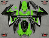 Lime Green, Black and Silver Fairing Kit for a 2006 & 2007 Suzuki GSX-R750 motorcycle