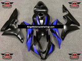 Matte Black and Blue Fairing Kit for a 2007 and 2008 Honda CBR600RR motorcycle