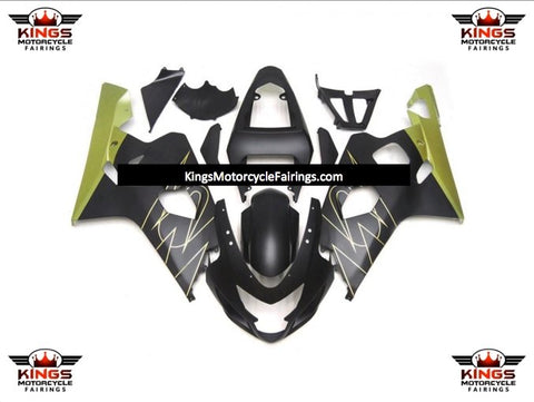 Suzuki GSXR600 (2004-2005) Matte Black & Gold Tribal Fairings