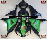 Matte Black and Green Fairing Kit for a 2006 & 2007 Honda CBR1000RR motorcycle