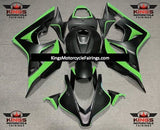 Matte Black and Green Fairing Kit for a 2007 and 2008 Honda CBR600RR motorcycle