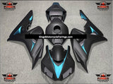 Matte Black and Light Blue Fairing Kit for a 2006 & 2007 Honda CBR1000RR motorcycle