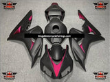 Matte Black and Pink Fairing Kit for a 2006 & 2007 Honda CBR1000RR motorcycle