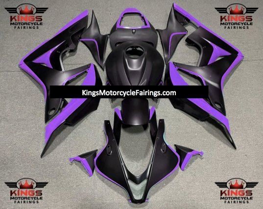 Matte Black and Purple Fairing Kit for a 2007 and 2008 Honda CBR600RR motorcycle