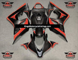Matte Black and Red Fairing Kit for a 2007 and 2008 Honda CBR600RR motorcycle