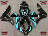 Matte Black and Turquoise Blue Fairing Kit for a 2007 and 2008 Honda CBR600RR motorcycle