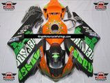 Matte Black, Green and Orange Rossi Fairing Kit for a 2004 and 2005 Honda CBR1000RR motorcycle