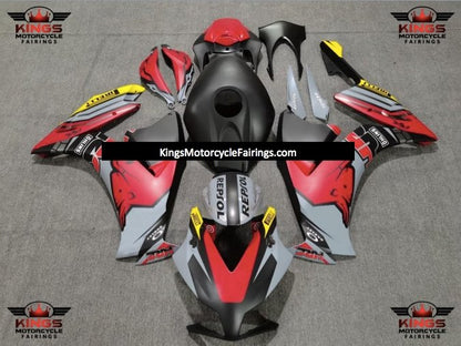 Matte Black, Matte Red and Matte Gray Bull Fairing Kit for a 2012, 2013, 2014, 2015 & 2016 Honda CBR1000RR motorcycle