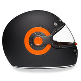 KINGS MATTE BLACK & ORANGE DAYTONA RETRO MOTORCYCLE HELMET - R1O