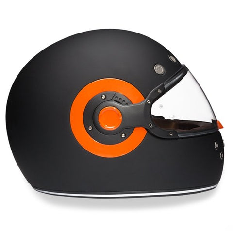 KINGS MATTE BLACK & ORANGE DAYTONA RETRO MOTORCYCLE HELMET - R1O