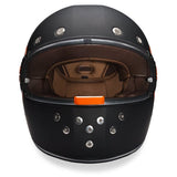 KINGS MATTE BLACK & ORANGE DAYTONA RETRO MOTORCYCLE HELMET - R1O
