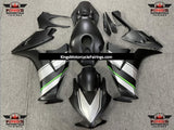 Matte Black, Silver and Green Fairing Kit for a 2012, 2013, 2014, 2015 & 2016 Honda CBR1000RR motorcycle