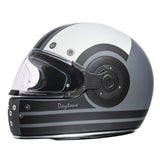 KINGS MATTE GRAY, BLACK & WHITE DAYTONA RETRO MOTORCYCLE HELMET - R6R
