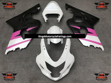 Matte White, Pink and Black Fairing Kit for a 2004 & 2005 Suzuki GSX-R750 motorcycle