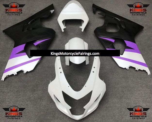 Suzuki GSXR600 (2004-2005) Matte White, Purple & Black Fairings