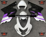 Matte White, Purple and Black Fairing Kit for a 2004 & 2005 Suzuki GSX-R750 motorcycle