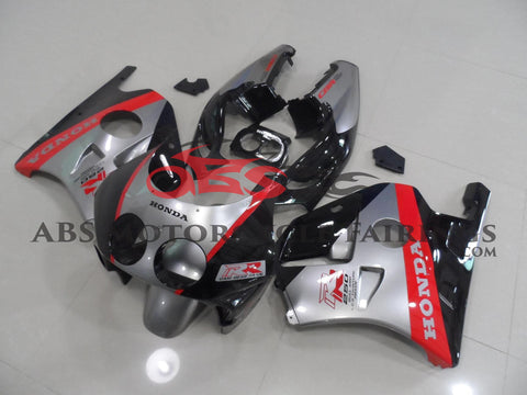 Silver, Black and Red Fairing Kit for a 1990, 1991, 1992, 1993, 1994, 1995, 1996, 1997 & 1998 Honda CBR250 MC22 motorcycle