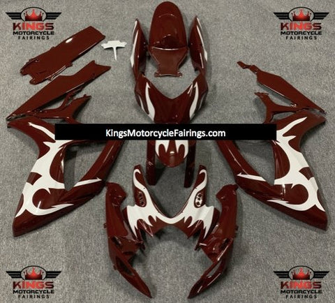 Suzuki GSXR750 (2006-2007) Maroon & White Tribal Fairings