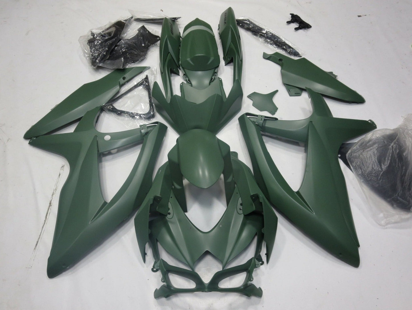 Matte Army Green Fairing Kit for a 2008, 2009, & 2010 Suzuki GSX-R600 motorcycle
