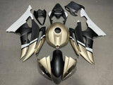 Matte Gold, Matte Black and Matte White Fairing Kit for a 2008, 2009, 2010, 2011, 2012, 2013, 2014, 2015 & 2016 Yamaha YZF-R6 motorcycle