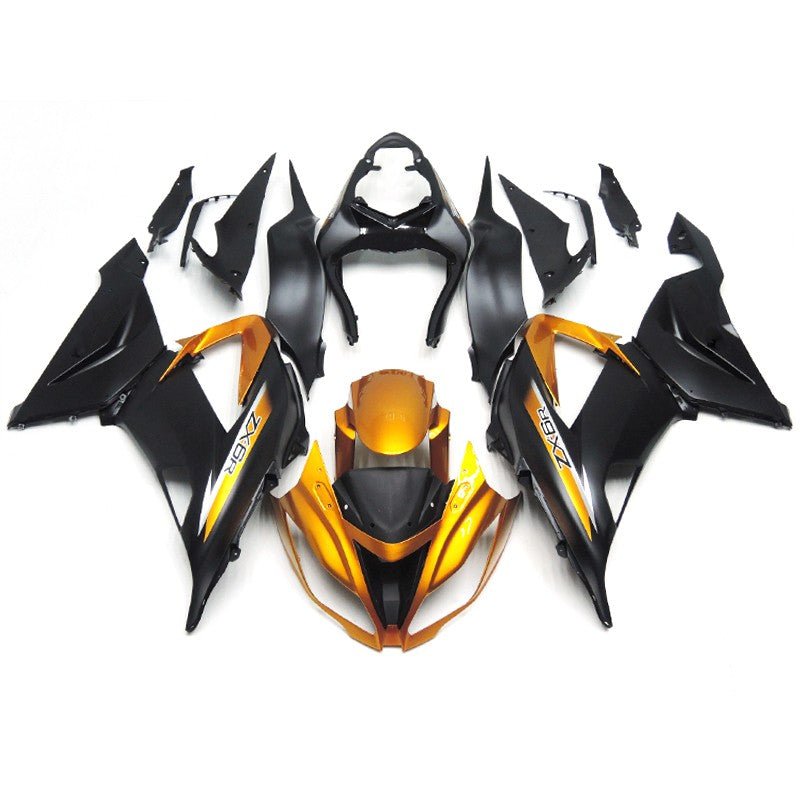 Matte Black and Matte Gold Fairing Kit for a 2013, 2014, 2015, 2016, 2017 & 2018 Kawasaki ZX-6R 636 motorcycle