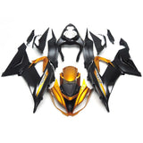 Matte Black and Matte Gold Fairing Kit for a 2013, 2014, 2015, 2016, 2017 & 2018 Kawasaki ZX-6R 636 motorcycle