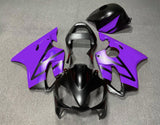 Matte Black and Purple Fairing Kit for a 2001, 2002, 2003 Honda CBR600F4i motorcycle