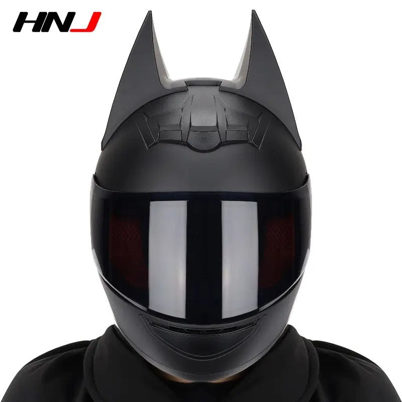 Matte Black Batman Motorcycle Helmet & Clear Visor