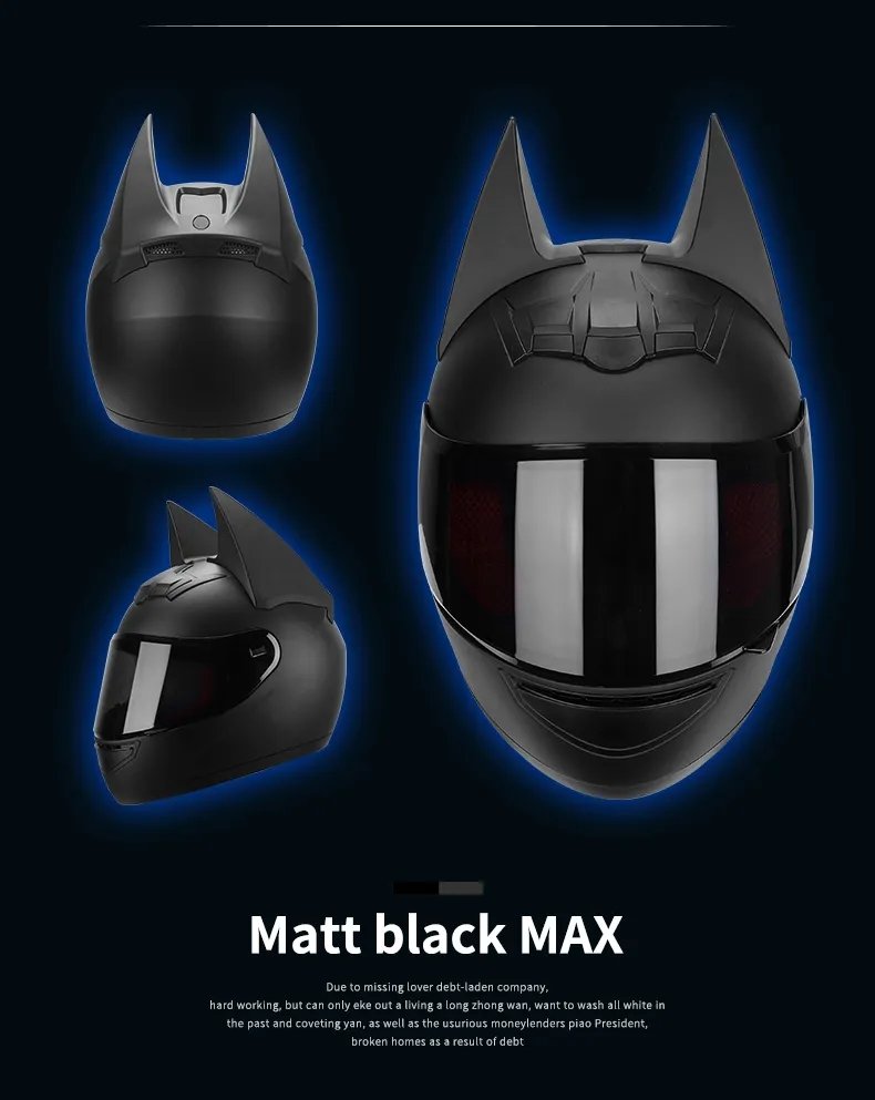 The Black Batman HNJ Full-Face Motorcycle Helmet is brought to you by Kings Motorcycle Fairings