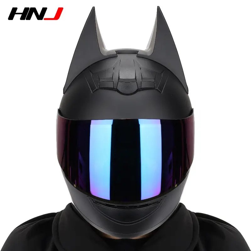 Matte Black Batman Motorcycle Helmet & Clear Visor